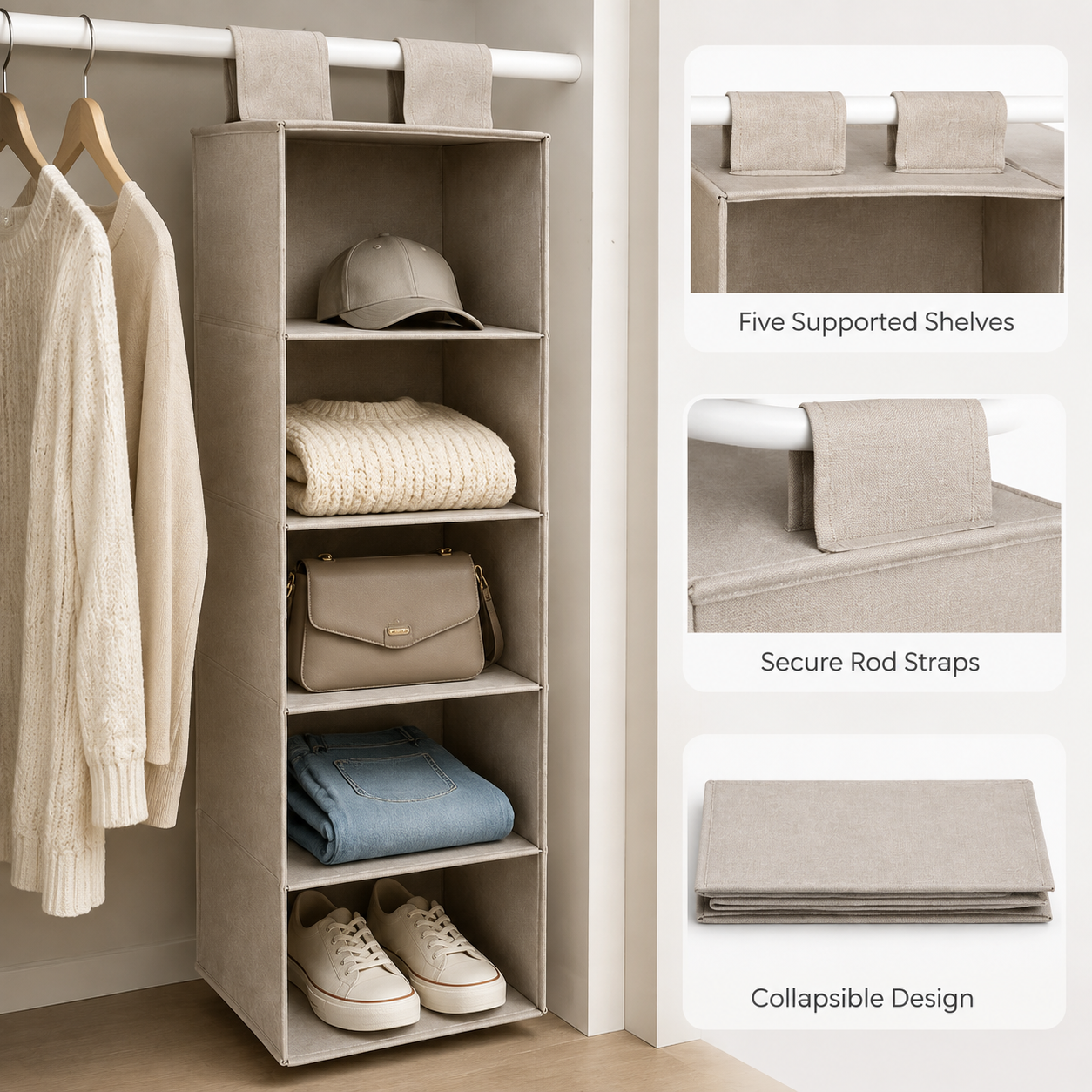 AlderHush Five-Tier Hanging Closet Organizer
